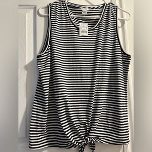 NWT J. Crew striped tie front tank top size M